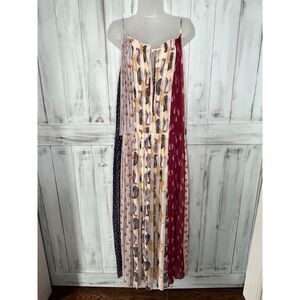 Monique Lhuillier Pleated Paisley Floral Chiffon Lined Sleeveless Maxi Dress 4